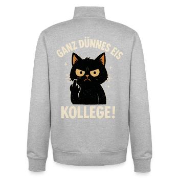 Ganz Dünnes Eis Kollege Katze Mittelfinger - Unisex Organic Zip Sweatshirt von Stanley/Stella - Grau meliert - Hinten - AI Model Male 185 light (185cm)