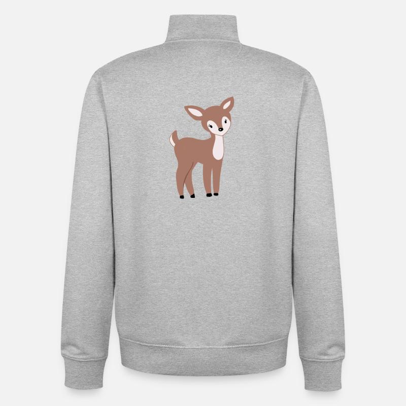 Doux faon Bambi - Sweat zippé unisexe en coton bio Stanley/Stella - gris chiné
