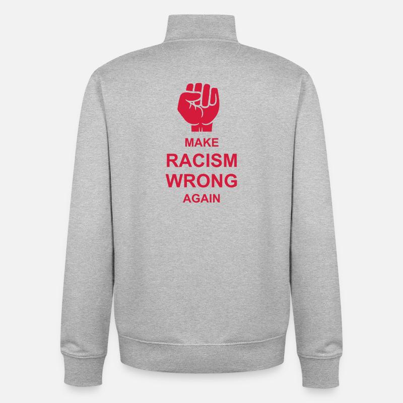 make racism wrong again - Unisex Organic Zip Sweatshirt von Stanley/Stella - Grau meliert