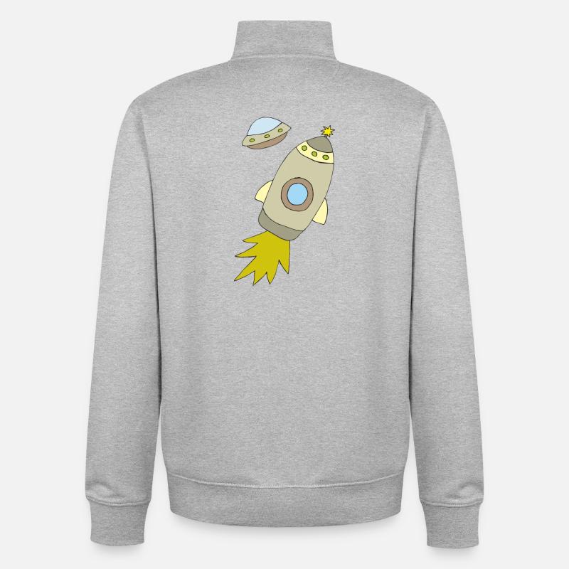 Fusée spatiale à propulsion lumineuse - Sweat zippé unisexe en coton bio Stanley/Stella - gris chiné