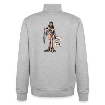 Vergiss deinen Schleier, offenbare deine Kraft - Unisex Organic Zip Sweatshirt von Stanley/Stella - Grau meliert - Hinten - AI Model Male 185 light (185cm)