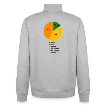 Volleyball Life Pie Chart Funny Sports Hobby - Unisex Organic Zip Sweatshirt by Stanley/Stella - heather grey - Back - AI Model Male 185 light (185cm)