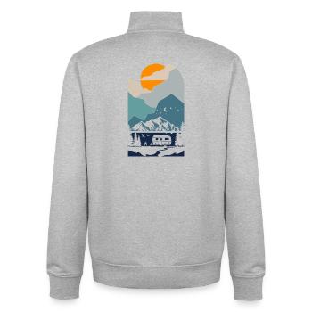 Camping Scouts Mountain Hiking Sunset Campers - Unisex Organic Zip Sweatshirt by Stanley/Stella - heather grey - Back - AI Model Male 185 light (185cm)