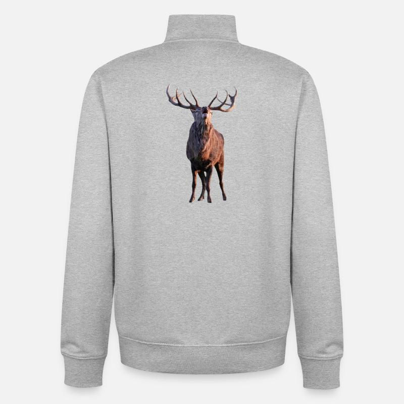 deer - Unisex Organic Zip Sweatshirt by Stanley/Stella - heather grey