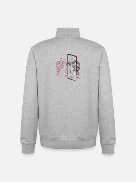 Abstraktes Spiegelbild Porträt Design - Unisex Organic Zip Sweatshirt von Stanley/Stella - Grau meliert