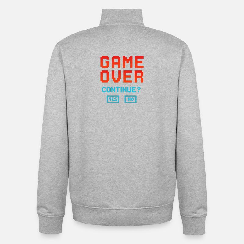Game Over, continuer ? - Sweat zippé unisexe en coton bio Stanley/Stella - gris chiné