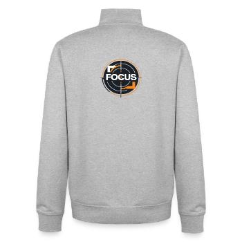 Focus Target Circle Logo - Unisex Organic Zip Sweatshirt by Stanley/Stella - heather grey - Back - AI Model Male 185 light (185cm)