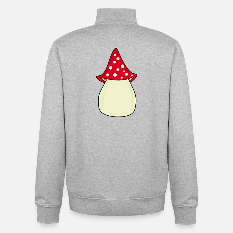 Mushroom Toadstool Pattern Personalizable Gift - Unisex Organic Zip Sweatshirt by Stanley/Stella - heather grey