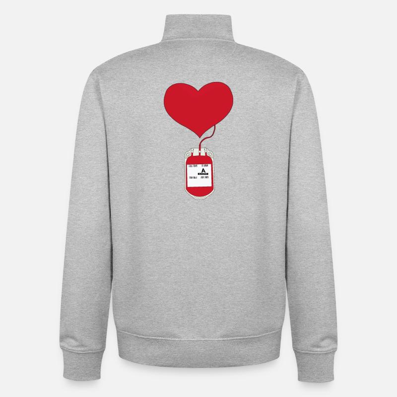 Donner du sang est un acte d’amour - Sweat zippé unisexe en coton bio Stanley/Stella - gris chiné