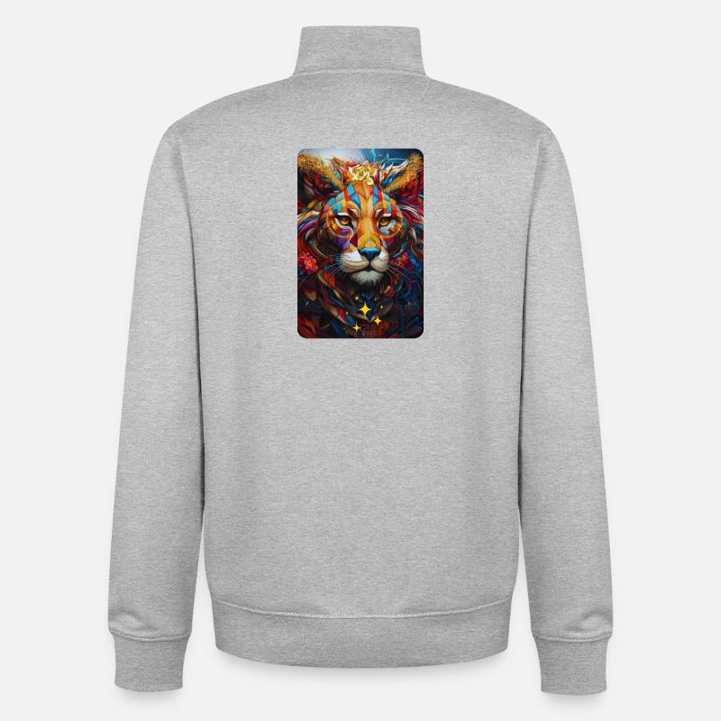 Löwe Pop Art - Unisex Organic Zip Sweatshirt von Stanley/Stella - Grau meliert