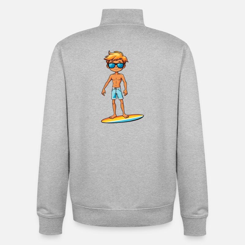 Cooler junger Surfer Dude Boy - Unisex Organic Zip Sweatshirt von Stanley/Stella - Grau meliert