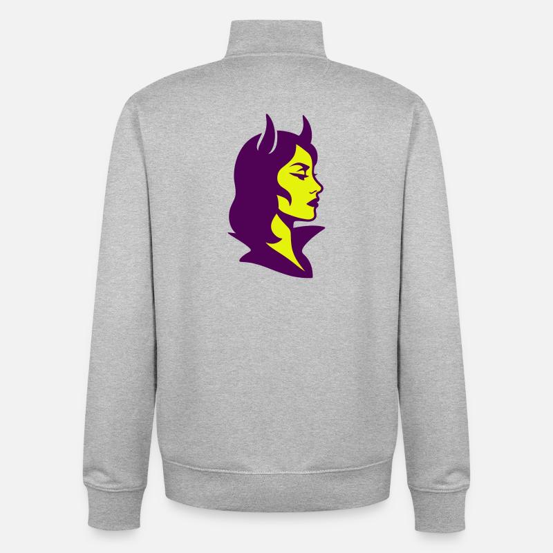 She Devil Pop Art - Sweat zippé unisexe en coton bio Stanley/Stella - gris chiné