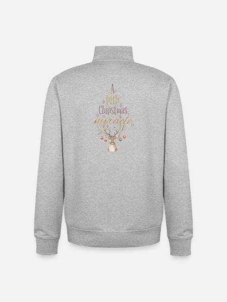 Little Christmas Miracle Deer Christmas - Unisex Organic Zip Sweatshirt by Stanley/Stella - heather grey
