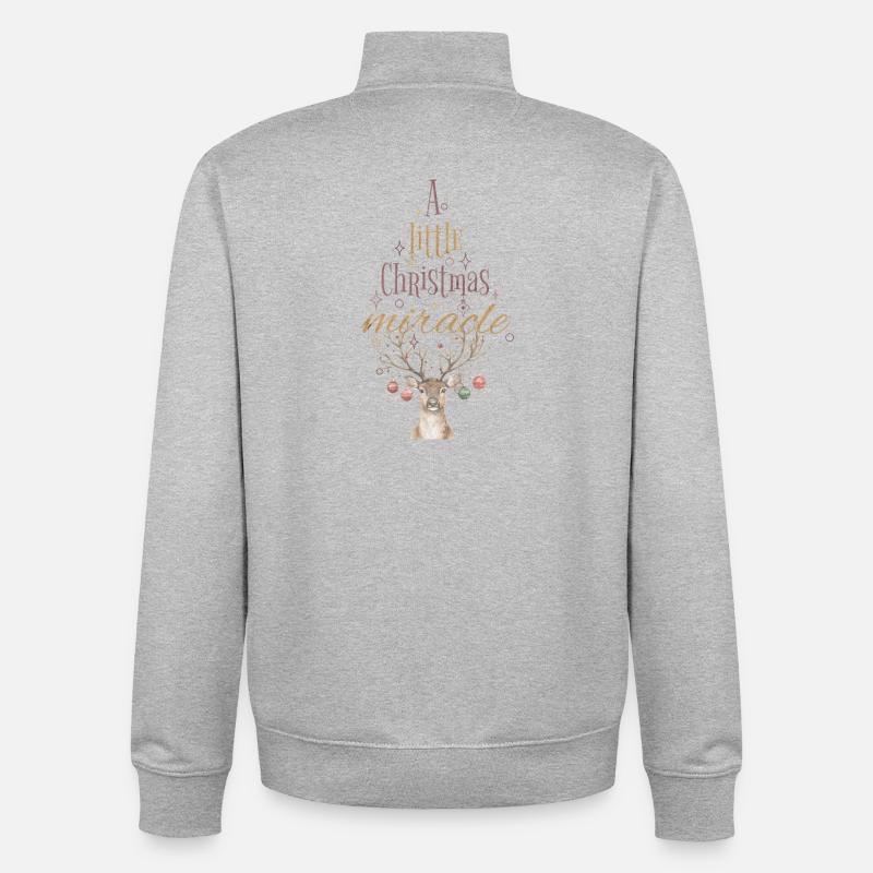 Petit Noël Miracle Cerf Noël - Sweat zippé unisexe en coton bio Stanley/Stella - gris chiné