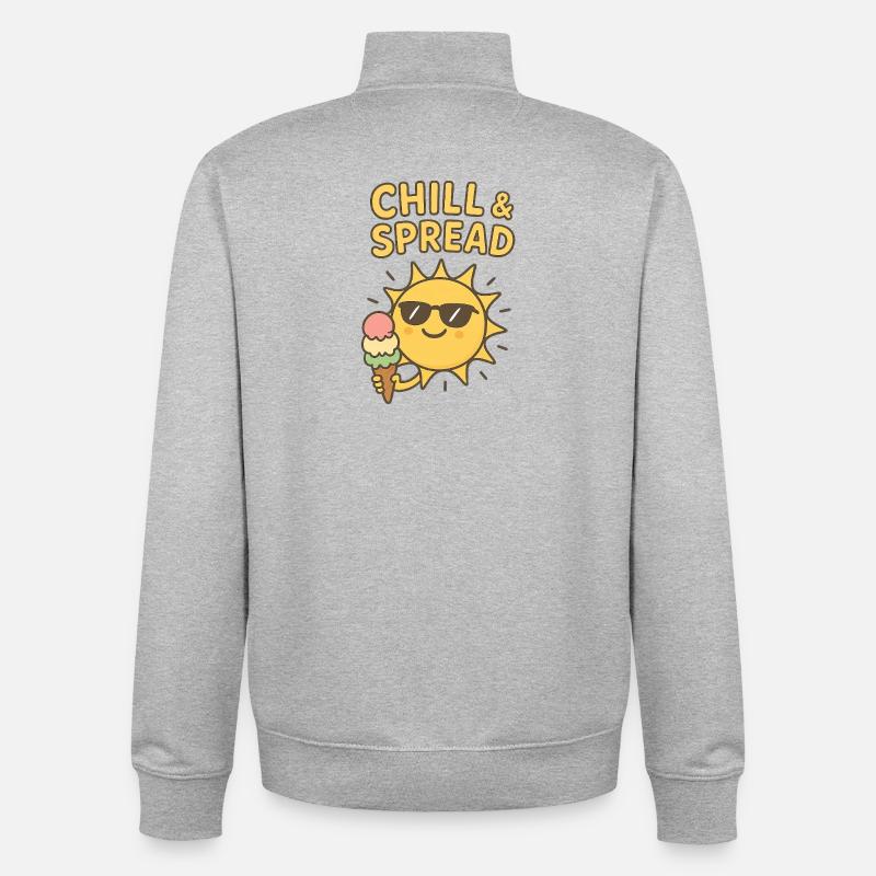 Chill & Spread Sonne Eis Spaß - Unisex Organic Zip Sweatshirt by Stanley/Stella - heather grey