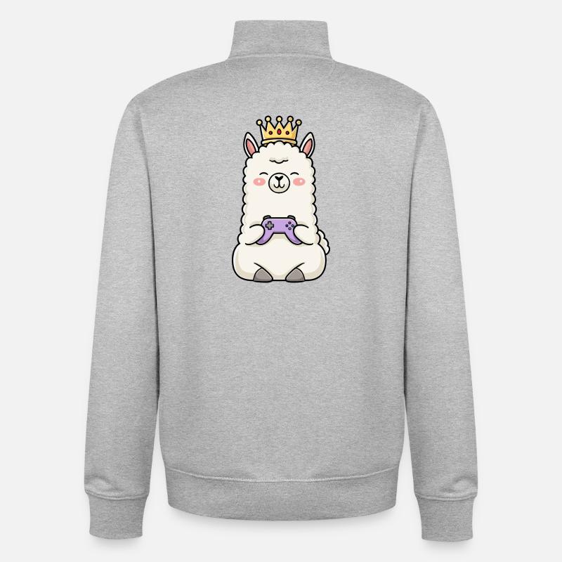 gamen controller krone lama - Unisex Organic Zip Sweatshirt von Stanley/Stella - Grau meliert