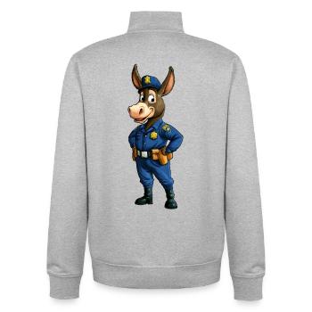 Donkey Police / Cop Mule - Unisex Organic Zip Sweatshirt by Stanley/Stella - heather grey - Back - AI Model Male 185 light (185cm)