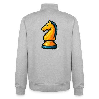 Dominate the Chessboard: Strategic Knight - Unisex Organic Zip Sweatshirt by Stanley/Stella - heather grey - Back - AI Model Male 185 light (185cm)