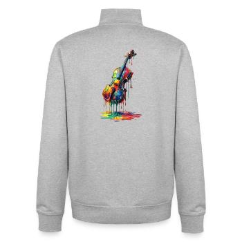 Violin with dripping paint - Unisex Organic Zip Sweatshirt by Stanley/Stella - heather grey - Back - AI Model Male 185 light (185cm)