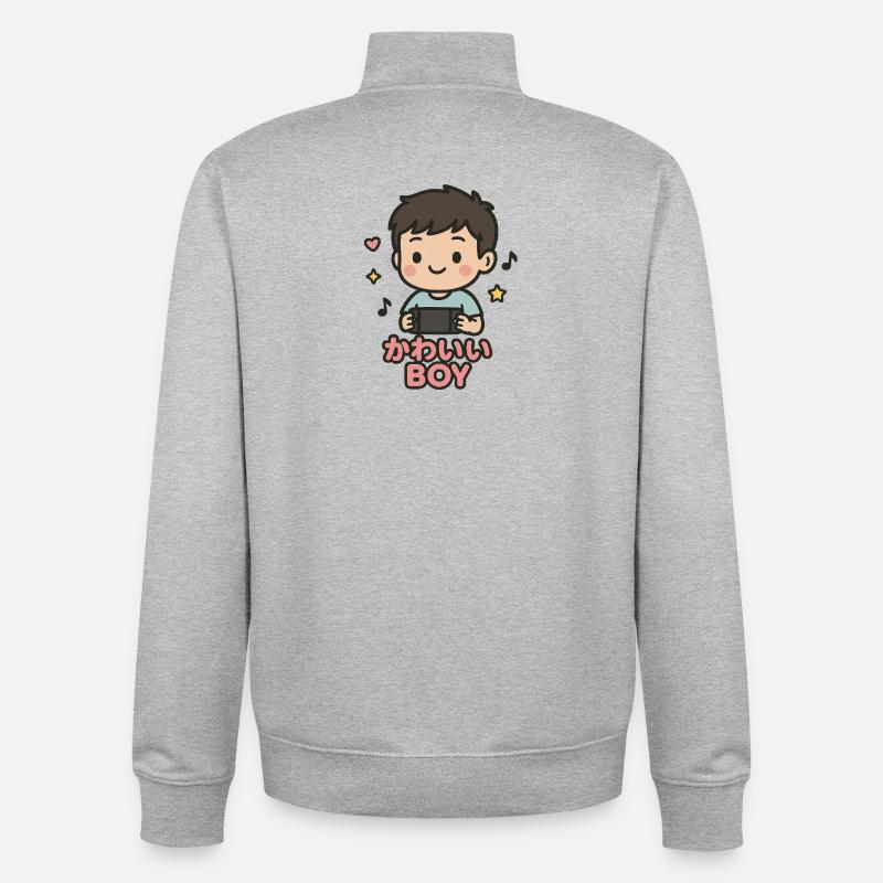 Süßer Junge mit Gamecontroller - Unisex Organic Zip Sweatshirt von Stanley/Stella - Grau meliert