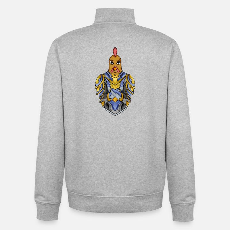Knight Chicken with Armor Crusader - Unisex Organic Zip Sweatshirt by Stanley/Stella - heather grey