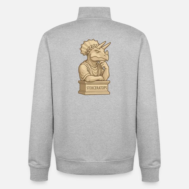 Stoiceratops - Unisex Organic Zip Sweatshirt by Stanley/Stella - heather grey