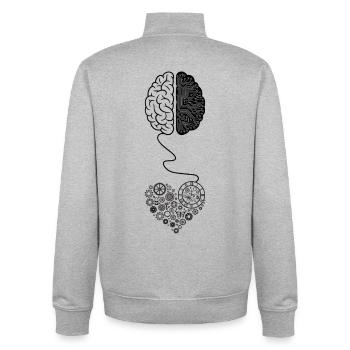 Biomechanical Brain Circuit Design - Unisex Organic Zip Sweatshirt by Stanley/Stella - heather grey - Back - AI Model Male 185 light (185cm)