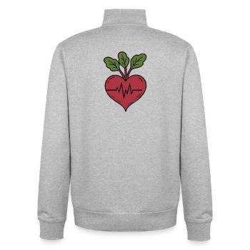 La betterave bat avec un cœur en bonne santé - Sweat zippé unisexe en coton bio Stanley/Stella - gris chiné - Dos - AI Model Male 185 light (185cm)