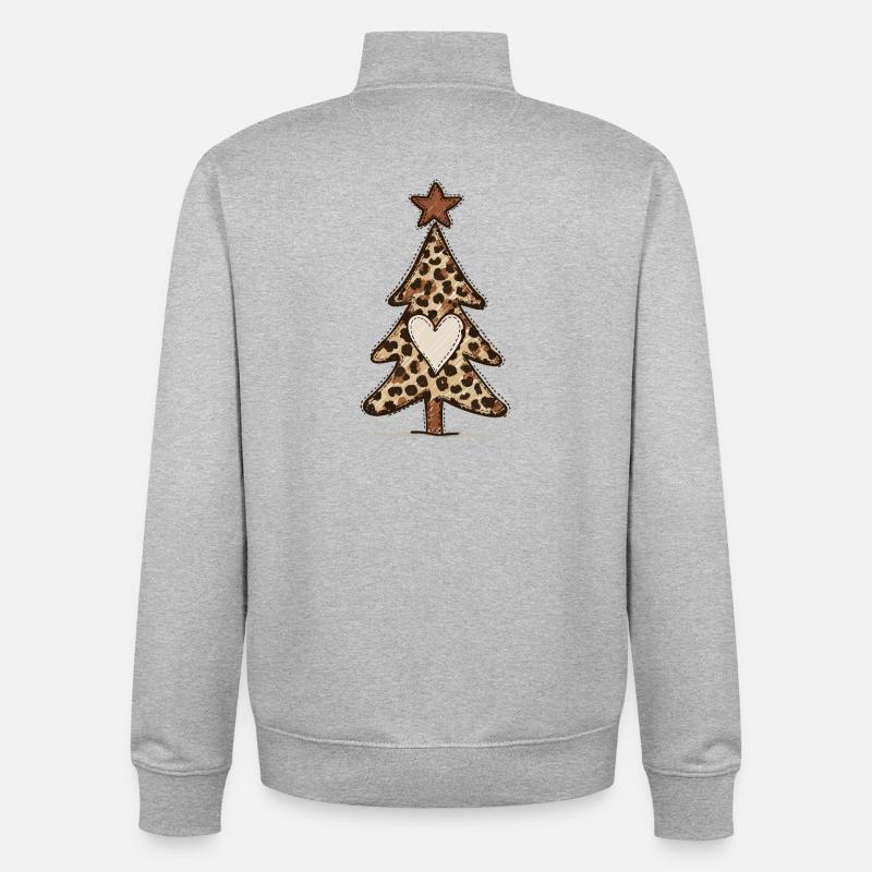 Leoprint Christmas Tree - Leo Pattern - Unisex Organic Zip Sweatshirt by Stanley/Stella - heather grey