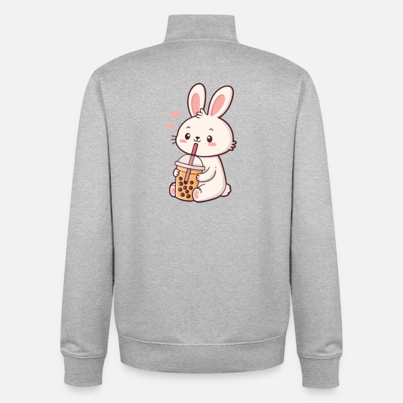 Pastel Bubble Tea Bunny - Unisex Organic Zip Sweatshirt von Stanley/Stella - Grau meliert