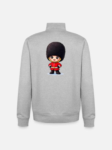 Niedlicher London Palastwächter Cartoon - Unisex Organic Zip Sweatshirt by Stanley/Stella - heather grey