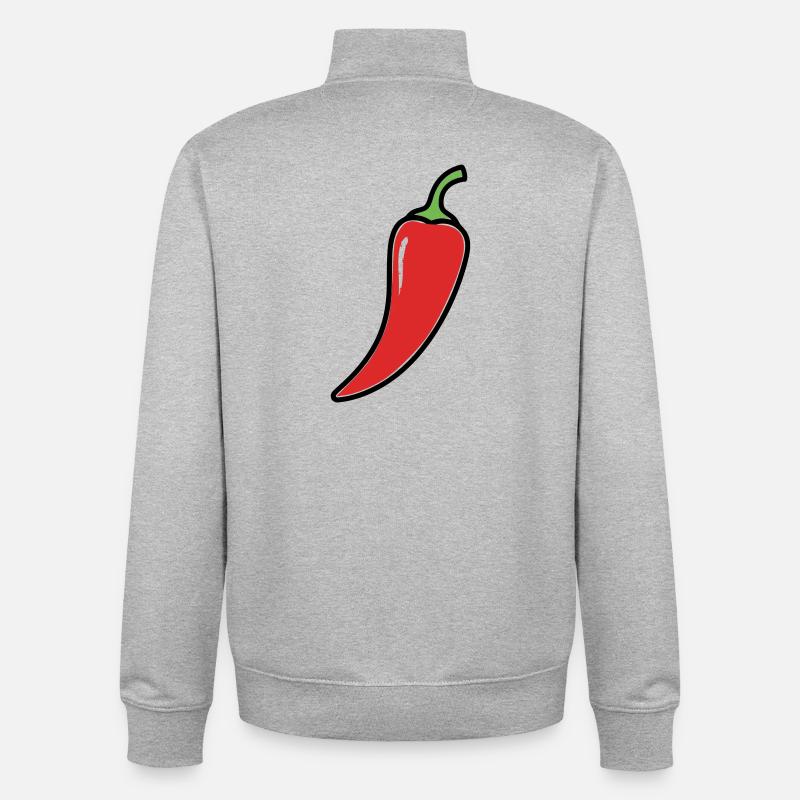 Chili Pepper Hot Comic - Sweat zippé unisexe en coton bio Stanley/Stella - gris chiné