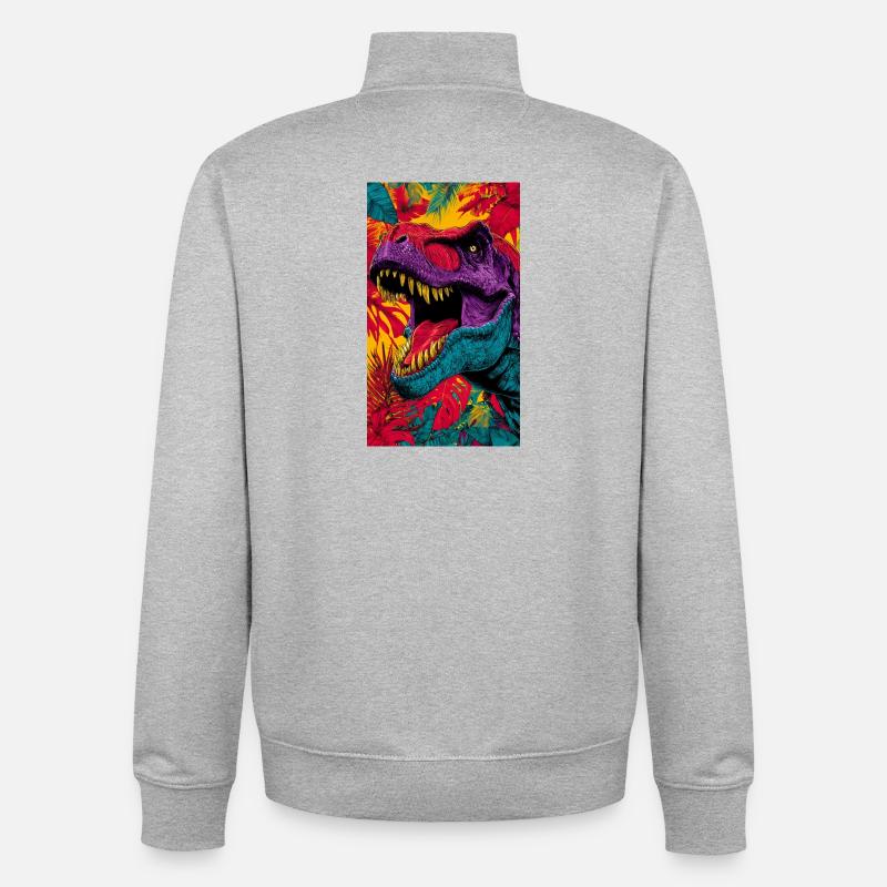 Dinosaurier - Unisex Organic Zip Sweatshirt von Stanley/Stella - Grau meliert