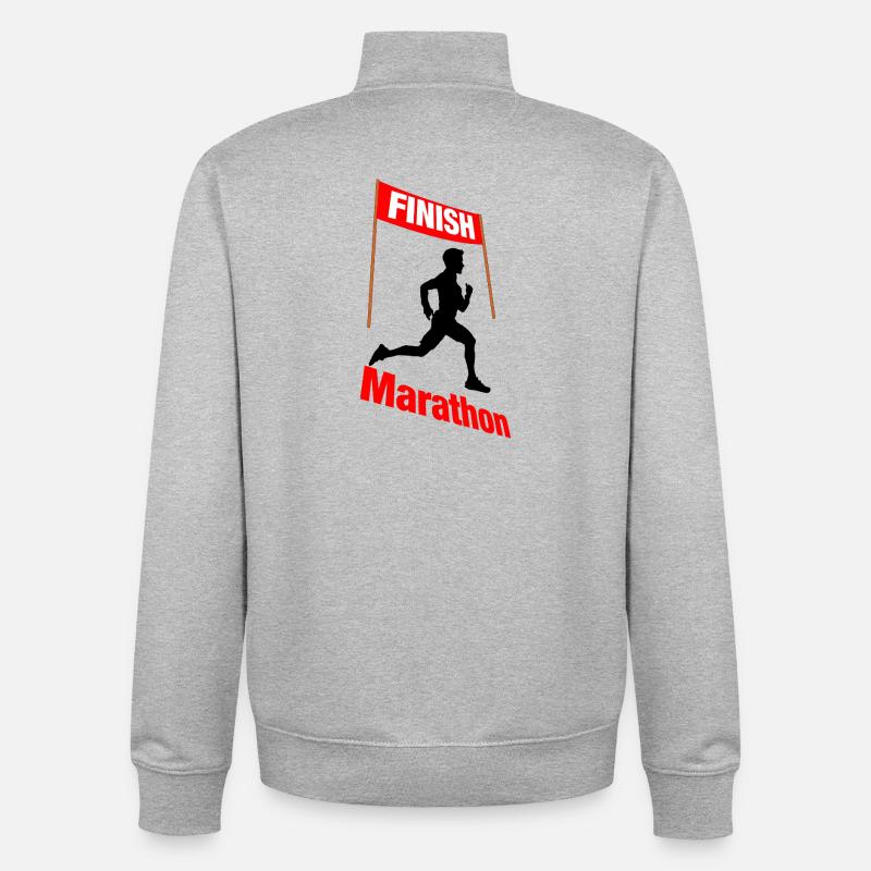 Coureur d’arrivée marathon – Victoire - Sweat zippé unisexe en coton bio Stanley/Stella - gris chiné
