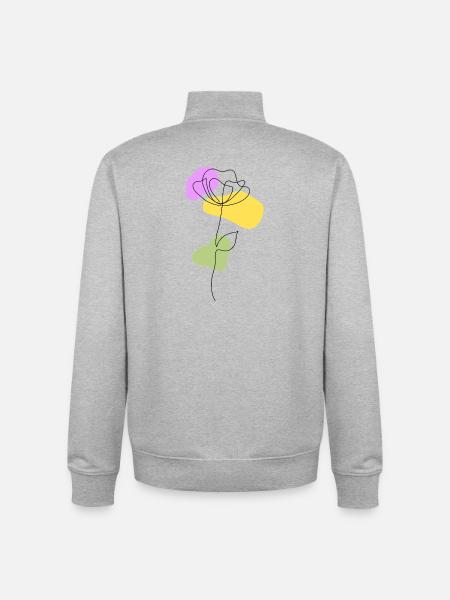 Lineart flower with pastel shapes - Unisex Organic Zip Sweatshirt by Stanley/Stella - heather grey