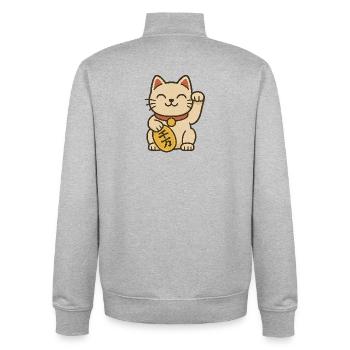 Maneki Neko Fortune Coin - Unisex Organic Zip Sweatshirt by Stanley/Stella - heather grey - Back - AI Model Male 185 light (185cm)