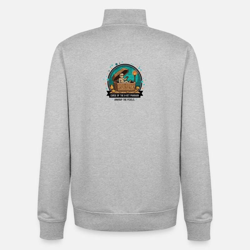 La Tombe du Pharaon 8-Bit - Sweat zippé unisexe en coton bio Stanley/Stella - gris chiné