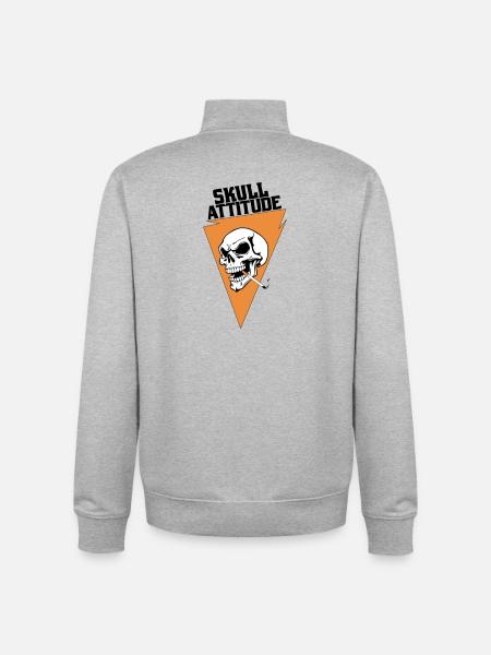 Rebel Skull with Triangle Cigarette - Unisex Organic Zip Sweatshirt by Stanley/Stella - heather grey