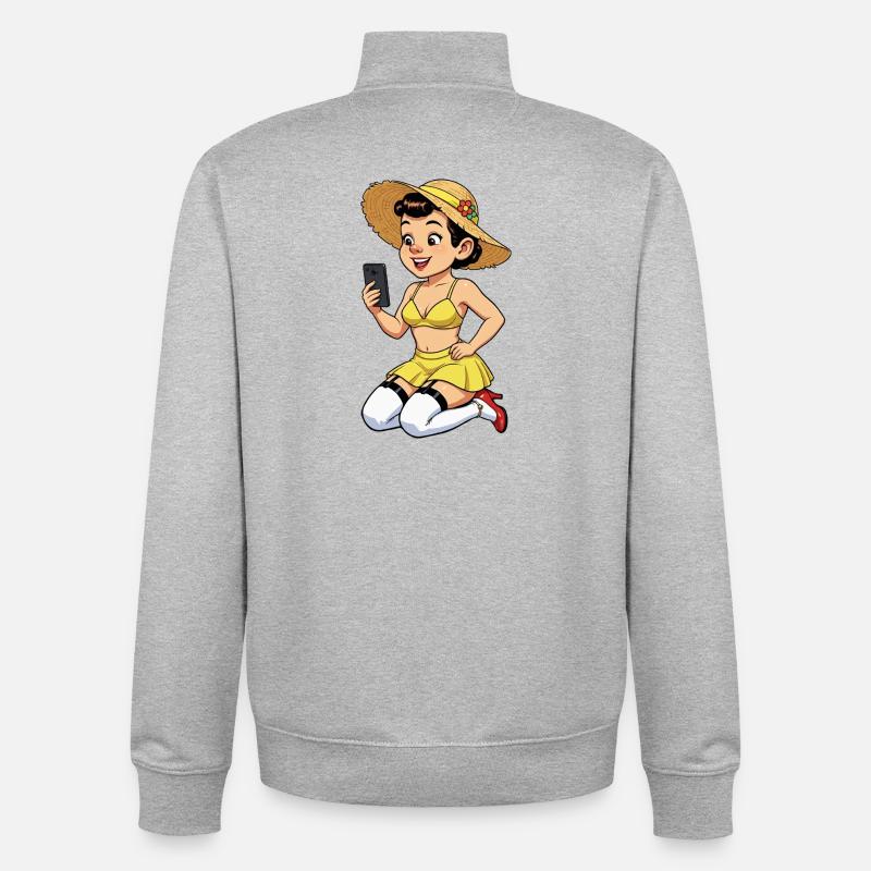 Influenceuse joyeuse - Sweat zippé unisexe en coton bio Stanley/Stella - gris chiné