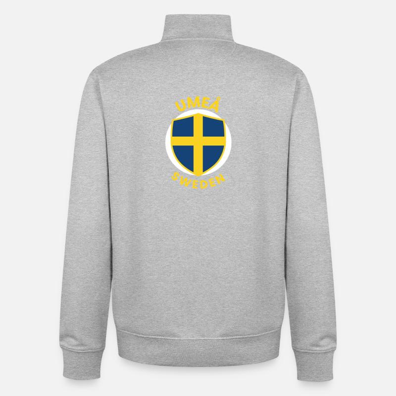 Écusson d’Umeå, Suède, - Sweat zippé unisexe en coton bio Stanley/Stella - gris chiné