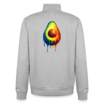 Avocado with a colorful gradient - Unisex Organic Zip Sweatshirt by Stanley/Stella - heather grey - Back - AI Model Male 185 light (185cm)