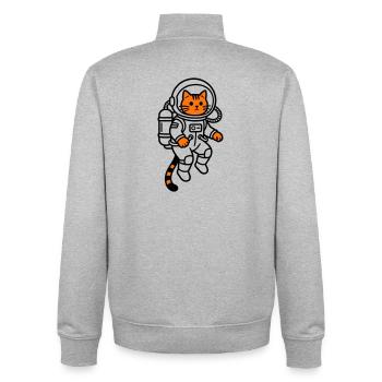 Katze im Weltraum - Unisex Organic Zip Sweatshirt von Stanley/Stella - Grau meliert - Hinten - AI Model Male 185 light (185cm)