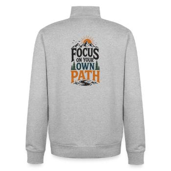 Eigenen Pfad fokussieren - Unisex Organic Zip Sweatshirt von Stanley/Stella - Grau meliert - Hinten - AI Model Male 185 light (185cm)