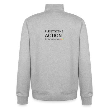 pleistocene_action - Unisex Organic Zip Sweatshirt von Stanley/Stella - Grau meliert - Hinten - AI Model Male 185 light (185cm)