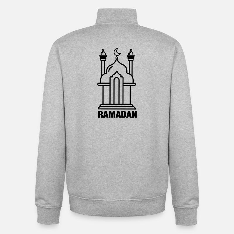 Mosquée du Ramadan transparente - Sweat zippé unisexe en coton bio Stanley/Stella - gris chiné