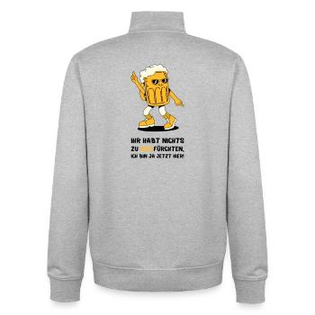 Ihr Habt Nichts Zu Bierfürchten - Unisex Organic Zip Sweatshirt von Stanley/Stella - Grau meliert - Hinten - AI Model Male 185 light (185cm)