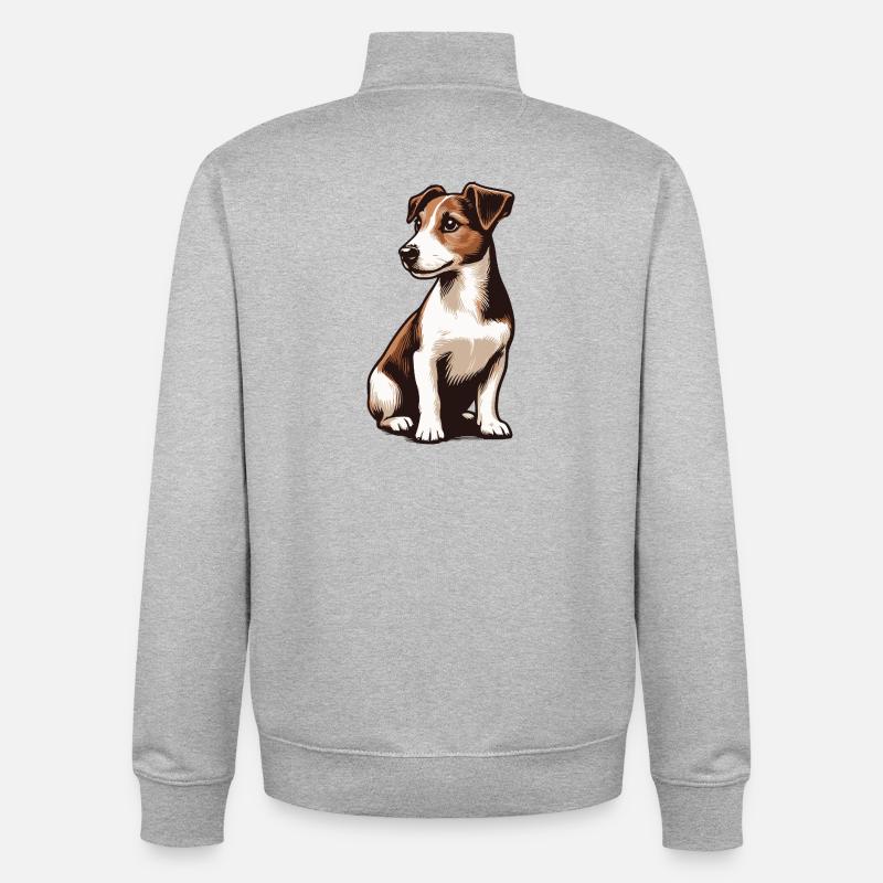 Jack Russell Terrier - Unisex Organic Zip Sweatshirt by Stanley/Stella - heather grey