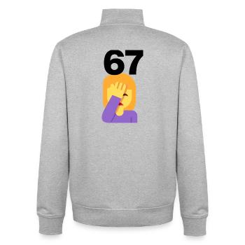 67? FACEPALM, SIX SEVEN TREND. WHAT'S THE POINT? 🤔 - Unisex Organic Zip Sweatshirt by Stanley/Stella - heather grey - Back - AI Model Male 185 light (185cm)