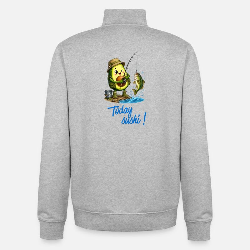 Aventure des pêcheurs d’avocats - Sweat zippé unisexe en coton bio Stanley/Stella - gris chiné