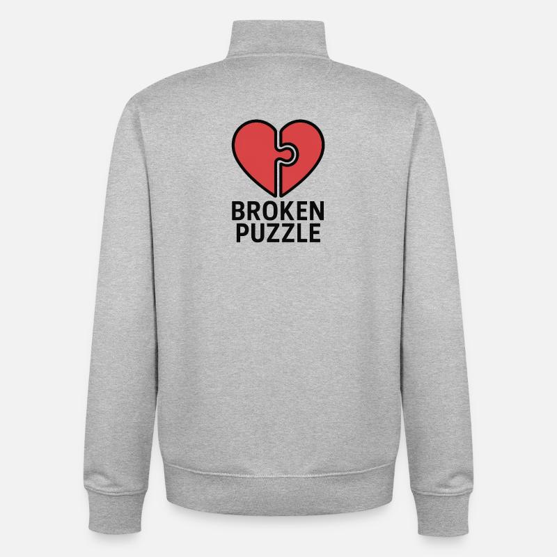 Conception de coeur perplexe - Sweat zippé unisexe en coton bio Stanley/Stella - gris chiné